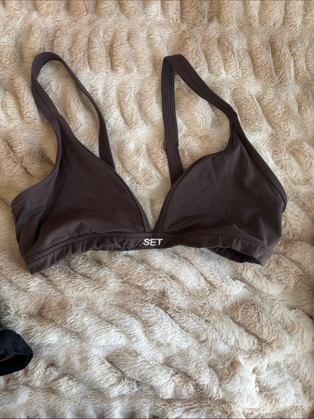 Set active Women's Triangle Bralette in Dark Brown